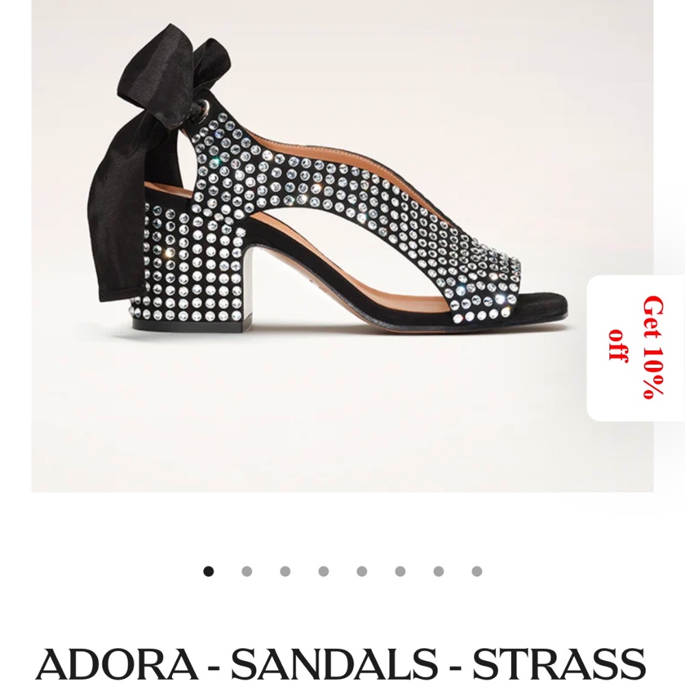 Nomasei, Adora Rhinestone Sandals, Black, size 39.5 /9